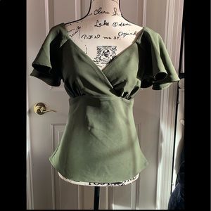 Green Flared Sleeve Top